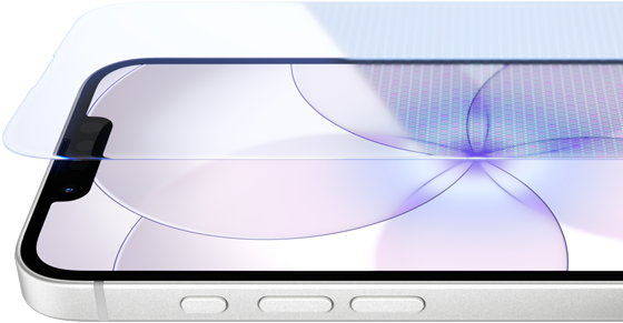 iPhone 17e, parte frontal con Ceramic Shield 2, parte lateral, color blanco, botones: Acción, volumen