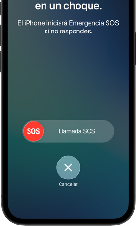 iPhone 17e, parte frontal, funcionalidad Detección de Choques en uso.